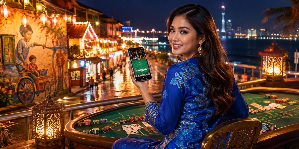 Pemain wanita Malaysia berbaju kurung dari Penang menikmati permainan di platform 682